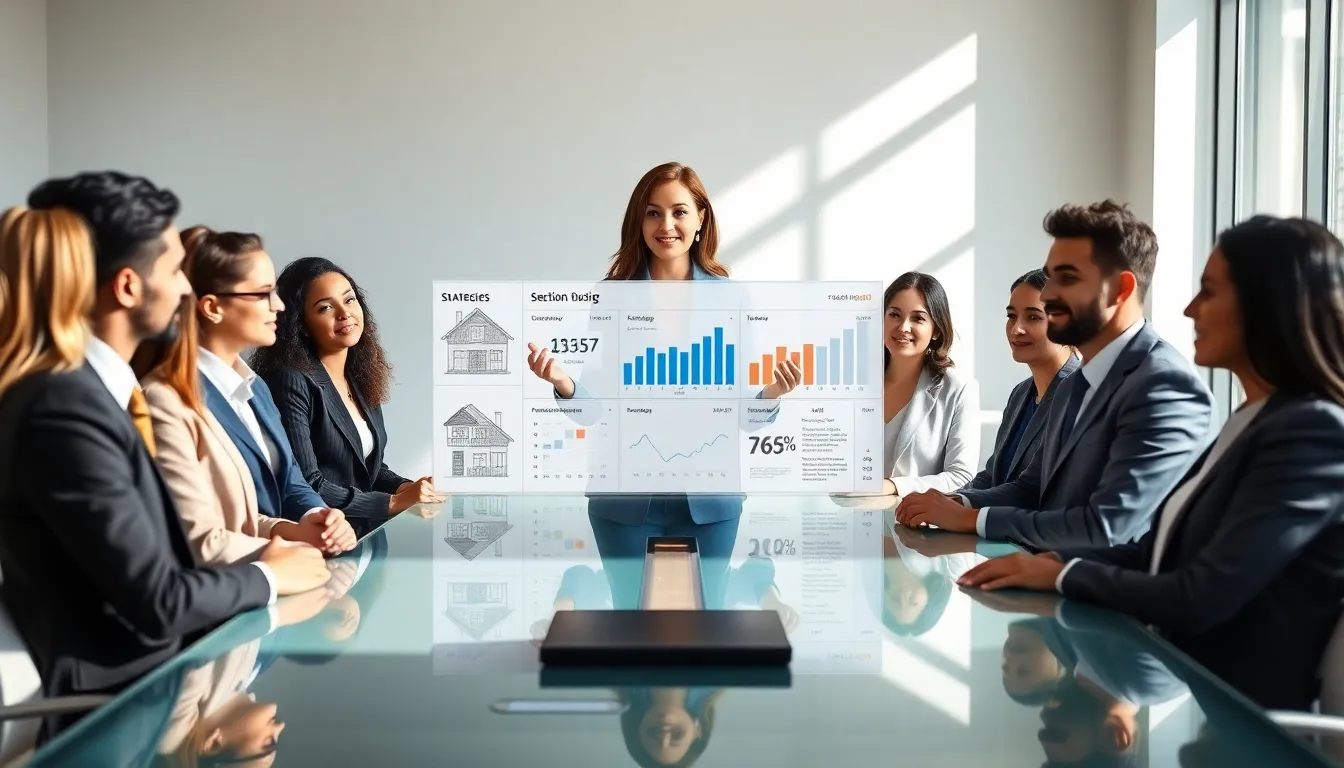 Professionals discussing Section 8 housing investments in a modern conference room.